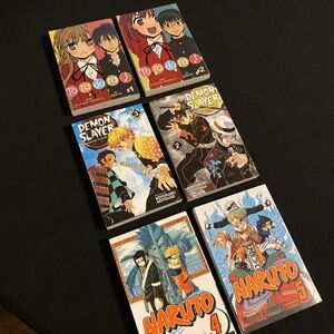 Manga Lot Of 6 Books, Demon Slayer, Naruto, Toradoras